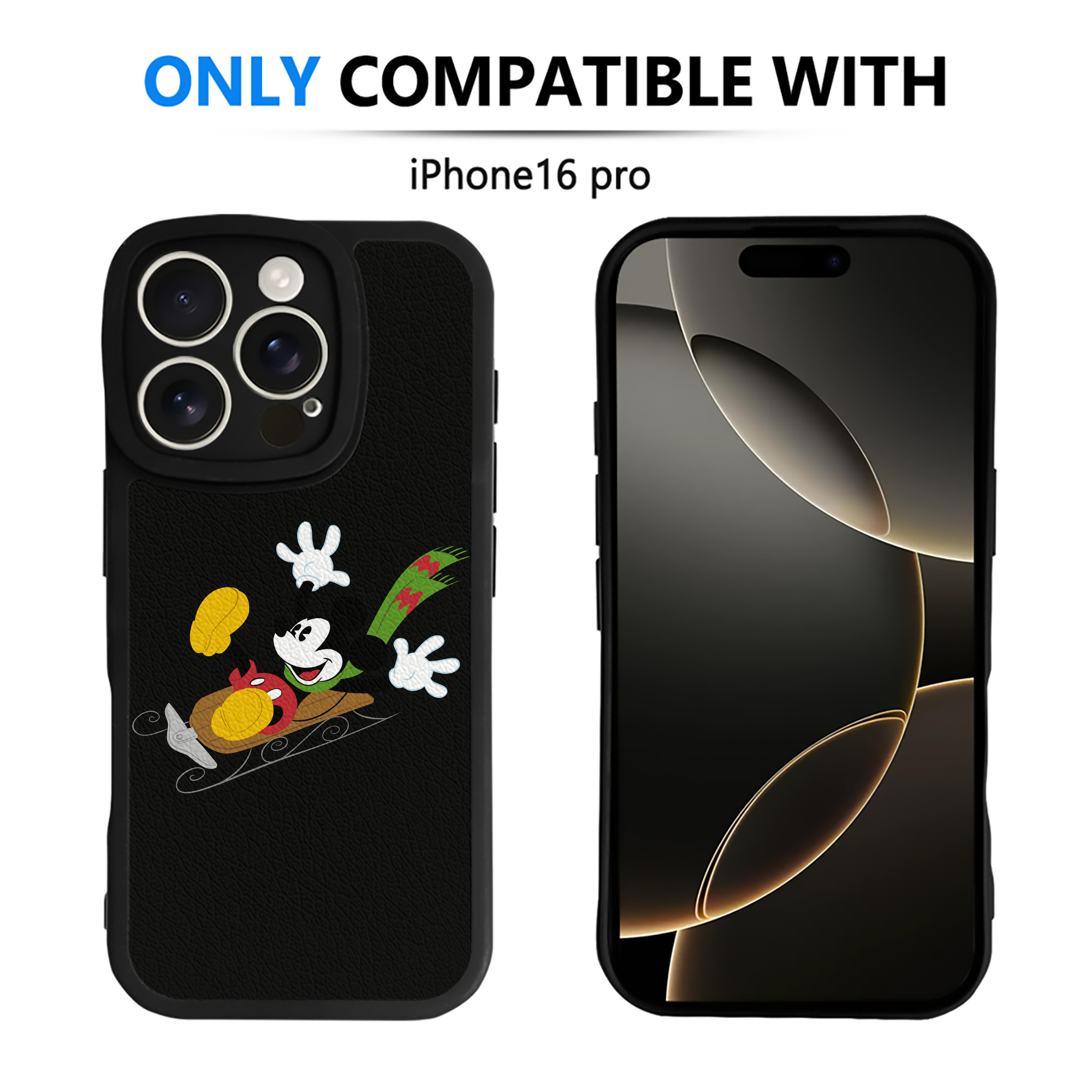 （画像用） ミッキーマウス Mickey Mouse 【iPhone 16シリーズ対応】シリコンスマホケース（レザー調） 材質：シリコン